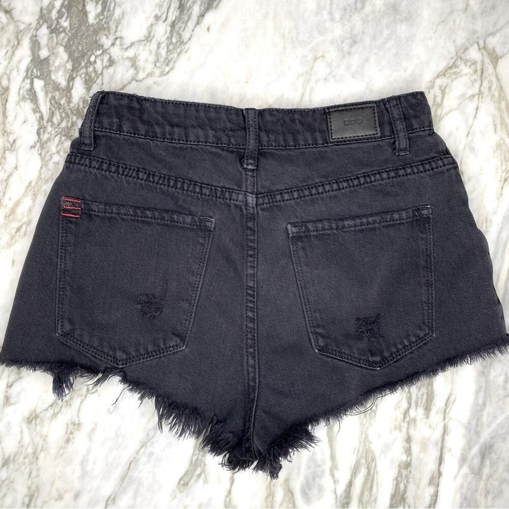 BDG Womens Super High Rise Cheeky Distressed Denim Shorts in Washed Black 27 - Picture 2 of 5